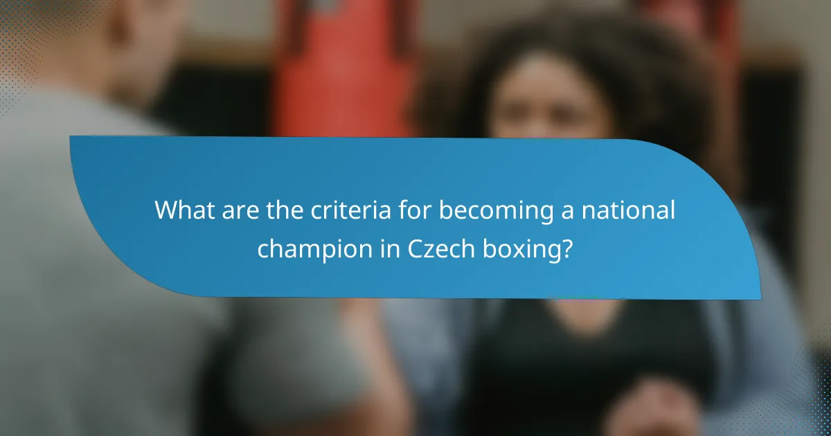 What are the criteria for becoming a national champion in Czech boxing?