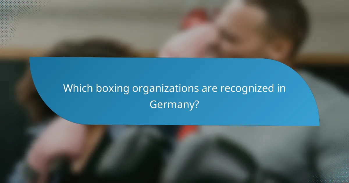 Which boxing organizations are recognized in Germany?