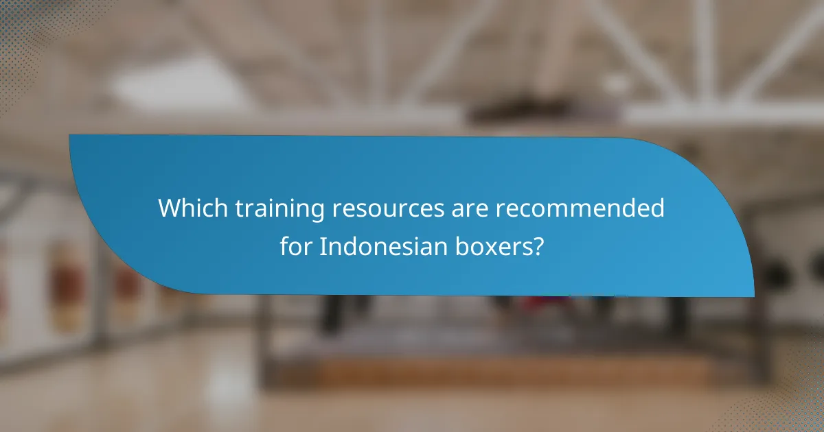 Which training resources are recommended for Indonesian boxers?