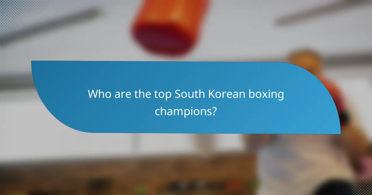 Who are the top South Korean boxing champions?